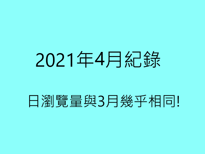 2021年4月紀錄｜日流量與3月幾乎相同