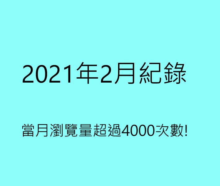 2021年2月紀錄｜當月瀏覽量超過4000次數!